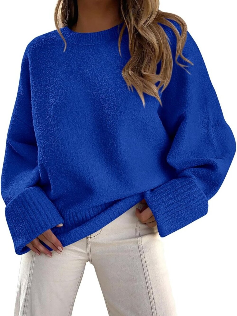 Women's Blue Fall Fashion Cozy Casual Blouses Long Sleeves Oversized Sweaters